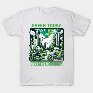 Futuristic Green City and Energy: Grow Green T-Shirt